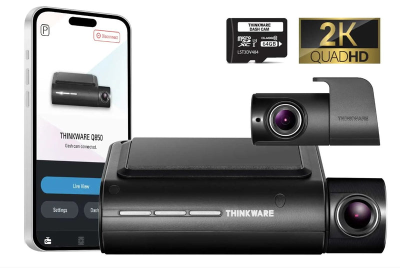 THINKWARE™ Q850 Front & Rear 2-Channel 2K Dash Cam With 64GB Memory Card