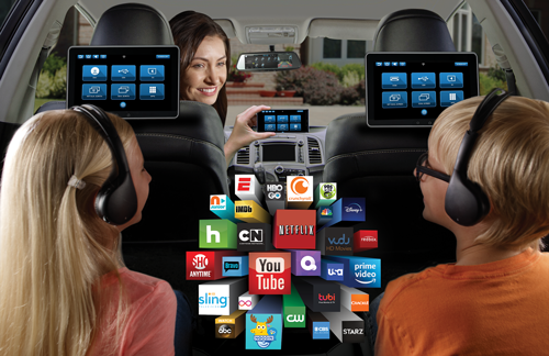 Voxx Dual 10.1" Seat-Back Entertainment System Dual Android, Single DVD, HDMI, SD, USB, and Touch Screen Interface