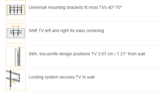 SECURA QLL23 Low-Profile Wall Mount For flat-panel TVs 40” – 70”